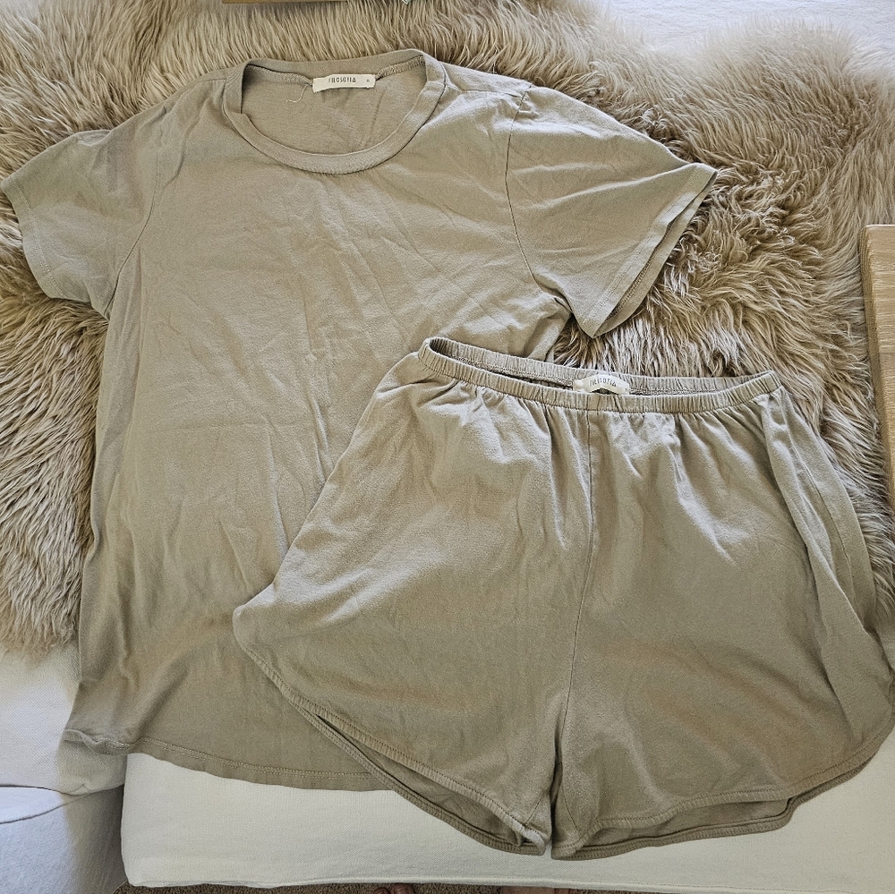 Filosofia 30s Cotton Tee & Shorts Set Green Small